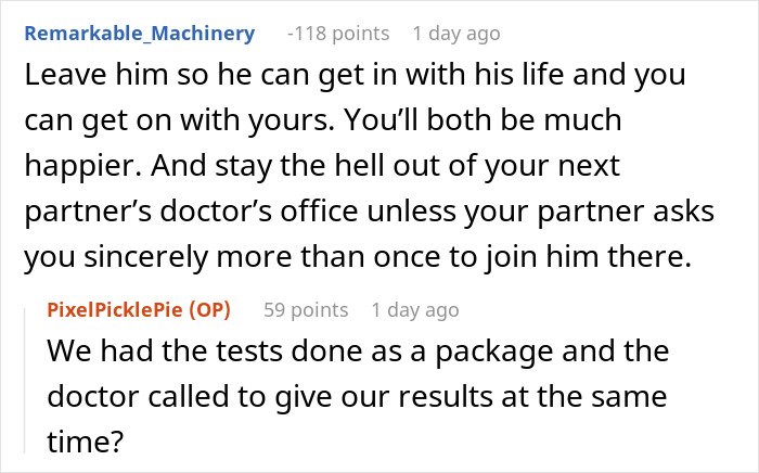 Reddit conversation about a woman confronting her husband after exposing his lie risking their future child&rsquo;s health.