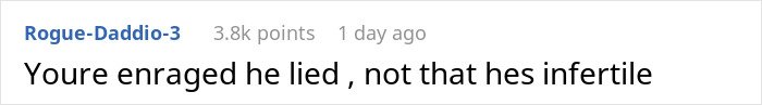 Screenshot of a comment accusing a husband of lying and risking their future child's health in an online discussion.