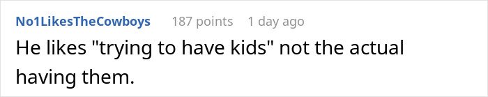 Screenshot of a comment where a woman blows up at her husband after exposing his lie about risking their future child&rsquo;s health.