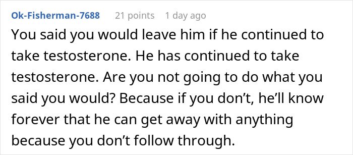 Comment about a woman confronting her husband after exposing his lie risking their future child&rsquo;s health.