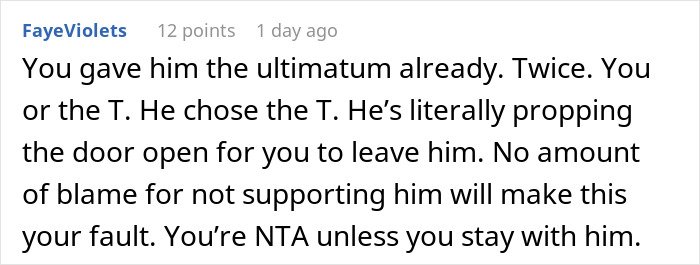 Screenshot of an online comment discussing a woman confronting her husband who risked their future child&rsquo;s health.