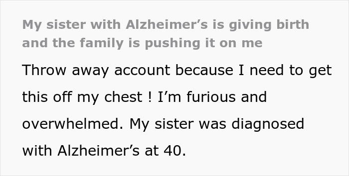 Text excerpt about a childfree woman overwhelmed by family pressure to care for her sister&rsquo;s baby despite refusing responsibility.