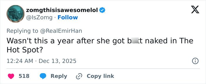 Screenshot of a tweet discussing Jennifer Connelly&rsquo;s iconic movie scene and its impact on her career debate.
