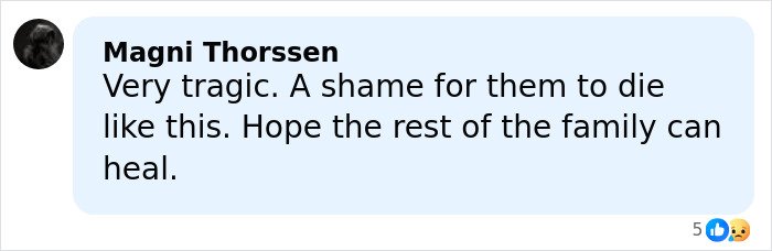Comment expressing sadness over a tragic incident involving Rob Reiner and his wife, hoping the family can heal.
