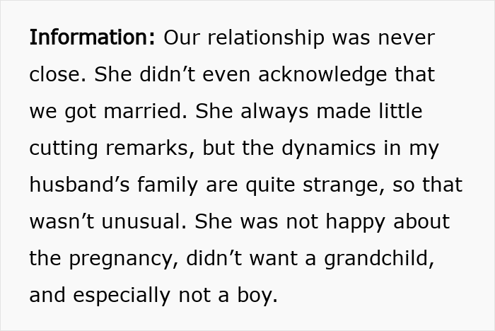 Text excerpt about MIL refusing to believe premature birth and family conflicts leading to tension around the newborn boy.