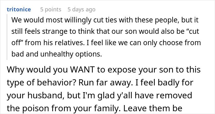 Comment discussing MIL declaring evil has moved into family after DIL’s premature birth and refusal to believe it.
