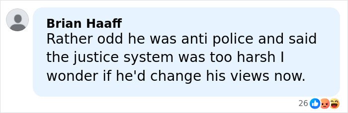 Comment by Brian Haaff discussing views on the justice system amid news about Rob Reiner's daughter and parents in LA.