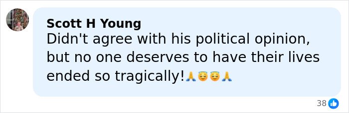 Comment expressing sympathy over tragic death related to Rob Reiner's daughter and parents' brutal slaying in LA home.