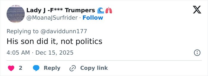 Tweet from Lady J -F*** Trumpers commenting on MAGA hypocrisy in relation to Rob Reiner's slaying compared to Charlie Kirk.