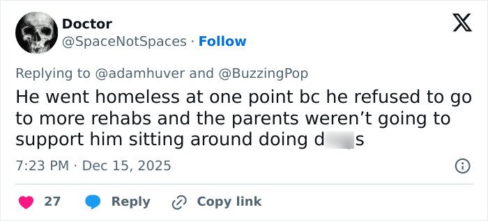 Tweet discussing Rob Reiner and son Nick’s fight at Conan O’Brien’s Christmas party before a fatal incident.