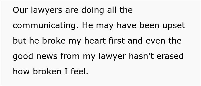 Text excerpt about a man leaving his wife of 10 years for a younger woman amid an unexpected divorce turn.