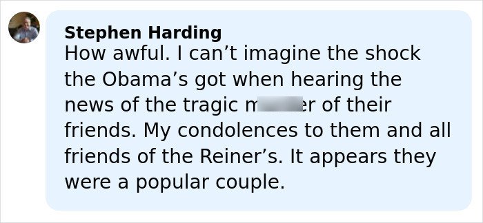 Comment discussing Michelle Obama reacting to Rob Reiner tragedy amid claims of fake syndrome by Trump.