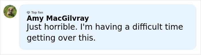 Comment by Amy MacGilvray expressing difficulty getting over the Rob Reiner tragedy amid Michelle Obama and Trump controversy.