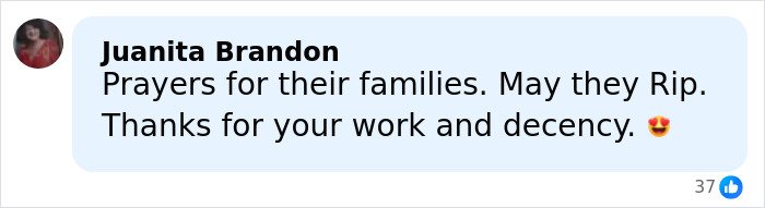 Comment by Juanita Brandon offering prayers and thanks for work and decency related to Michelle Obama and Rob Reiner tragedy discussion.