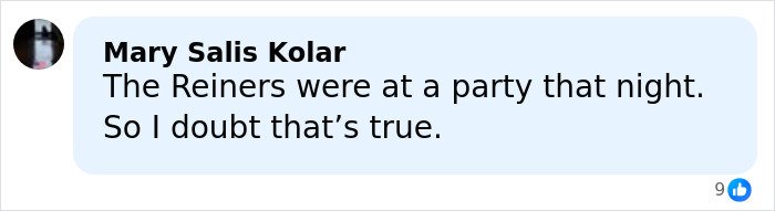 Facebook comment disputing details related to Rob Reiner tragedy amid Michelle Obama and Trump discussion.