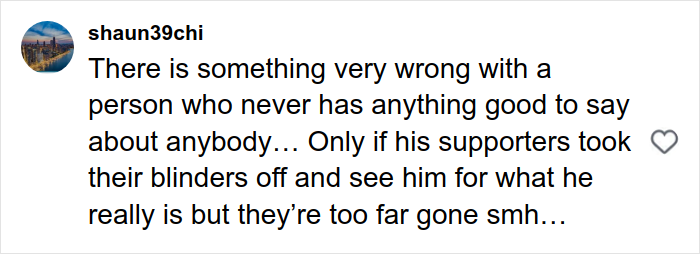 Comment discussing perspectives following Michelle Obama breaking her silence after Trump blames Rob Reiner tragedy on fake syndrome.
