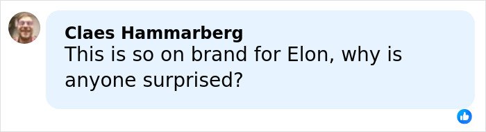Comment by Claes Hammarberg reacting to Elon Musk’s weird comment about Sydney Sweeney’s chest sparking online frenzy.