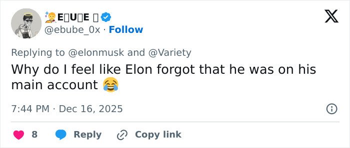 Tweet from user ebube_0x replying to Elon Musk about a comment sparking online frenzy involving Sydney Sweeney’s chest.