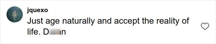 Comment from user jquexo discussing age and reality in response to Britanny Snow plastic surgery rumors debate.