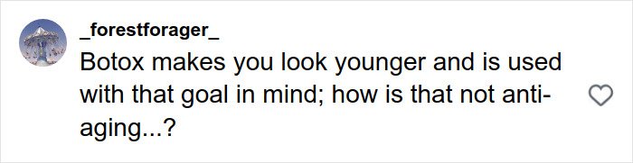 Screenshot of a social media comment discussing Botox and its effects on aging amid plastic surgery rumors.