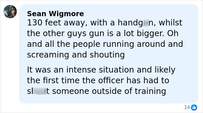 Comment by Sean Wigmore describing the intense situation involving the hero cop who stopped Bondi Beach attacker.
