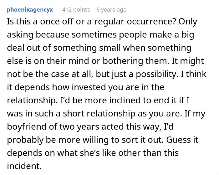 Comment discussing relationship issues after man lends girlfriend a spare keyboard, highlighting her reaction and its consequences.