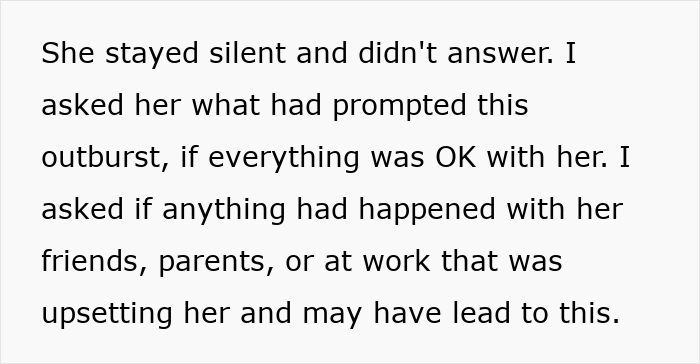 Text excerpt showing a man concerned about his girlfriend’s upset reaction after lending her a spare keyboard.