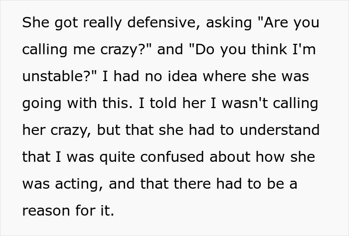 Text excerpt discussing a man lending girlfriend a spare keyboard and her defensive reaction causing confusion.