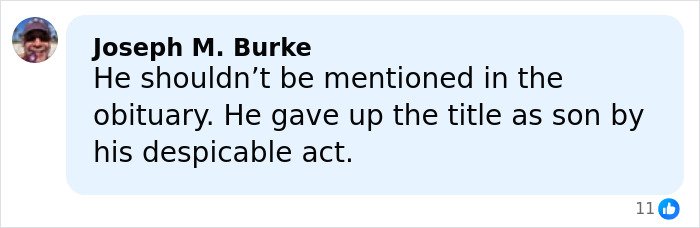 Comment from Joseph M. Burke expressing disapproval regarding Nick, Rob Reiner&rsquo;s children Jake and Romy break silence.