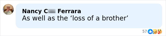 Comment text on a social media post discussing the loss of a brother in relation to Rob Reiner&rsquo;s children breaking silence after Nick&rsquo;s charges.