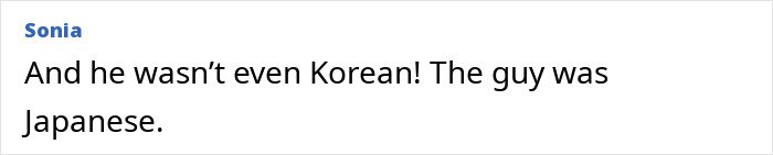 Screenshot of an online comment discussing a person involved in a website offering intimate encounters with Koreans.