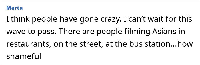 Comment expressing concern about people filming Asians in public places amid the website offering intimate encounters with Koreans investigation.