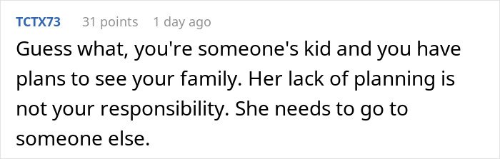 Screenshot of a discussion thread highlighting entitlement to a day off on Christmas due to having kids.