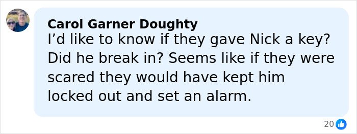 Screenshot of a Facebook comment discussing concerns about security and access related to Rob Reiner's son.