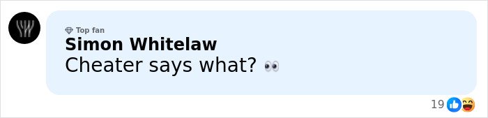 Comment on social media by Simon Whitelaw calling someone a cheater, related to HR exec caught on Coldplay kiss cam hypocrisy.