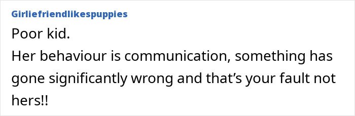 Comment highlighting concerns about a mom punishing her 7-year-old by withholding Christmas gifts, seen in an online discussion.