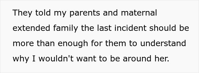 Text discussing family conflict and reasons why a woman wouldn&rsquo;t want to be around her sister before Christmas reunion.