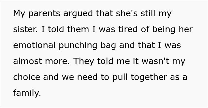 Text discussing a woman threatening her sister&rsquo;s life and parents wanting to reunite them for Christmas.