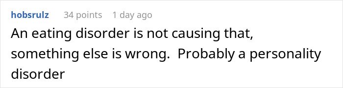 Screenshot of a comment discussing a possible personality disorder related to a woman threatening her sister&rsquo;s life.