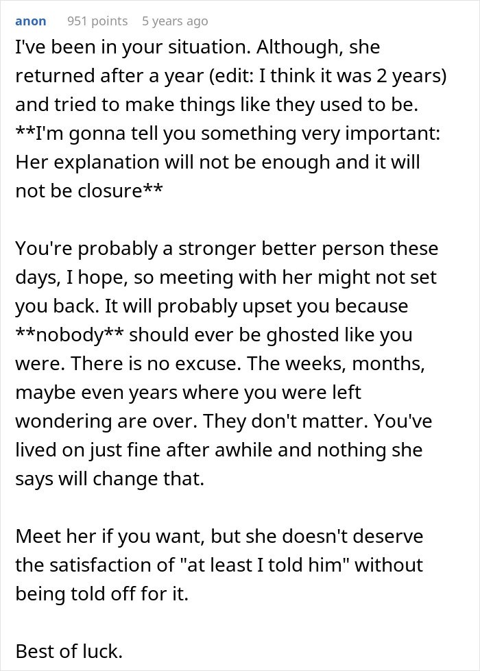 Alt text: Man left without closure after fianc&eacute; disappears, reflecting on being ghosted and emotional impact over 16 years.