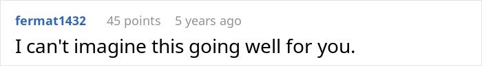 Text comment on a plain white background reading I can't imagine this going well for you, relating to man left without closure after fianc&eacute; disappears.