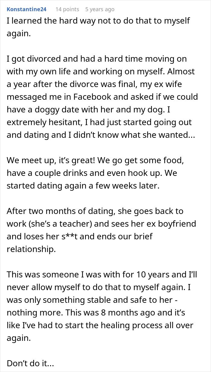 Screenshot of a personal story about a man left without closure after his fianc&eacute; disappears and reconnects 16 years later.