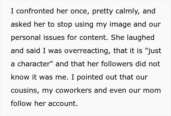 Woman confronting her sister angry about TikTok fame built by lying and using family personal issues for content