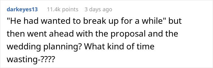 Screenshot of forum comment discussing fiancé’s secret texts complaining about appearance and worries about wedding photos.