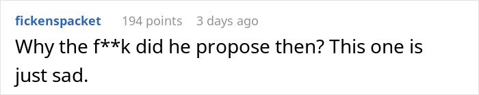 Comment expressing disbelief and sadness about a fiancé’s secret texts complaining about appearance before their wedding.