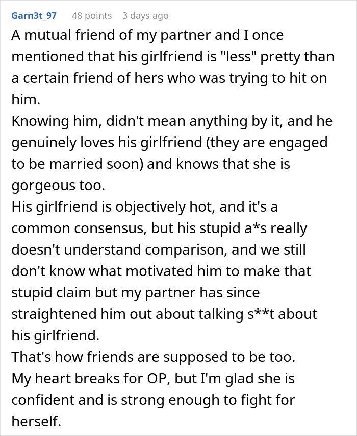 Screenshot of a social media post discussing secret texts and concerns about fiancé’s complaints about appearance.