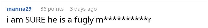Screenshot of a Reddit comment with a user reacting to secret texts about fiancé complaining about appearance.