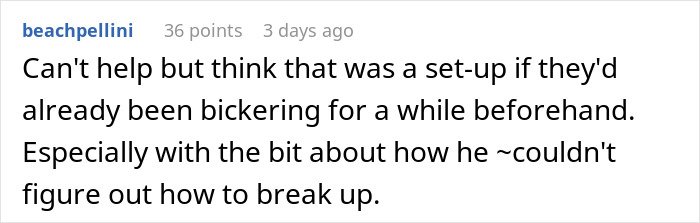 Screenshot of a Reddit comment discussing a woman finding secret texts of fiancé complaining about her appearance before their wedding.