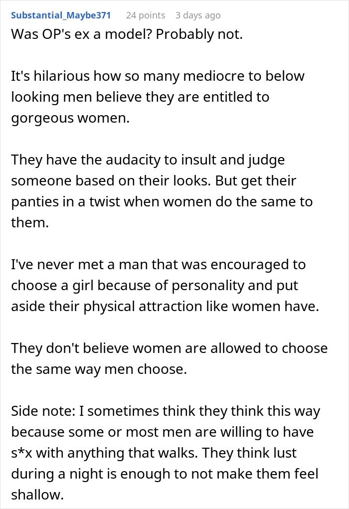 Text conversation revealing fiancé complaining about woman's appearance, worried about their wedding photos.