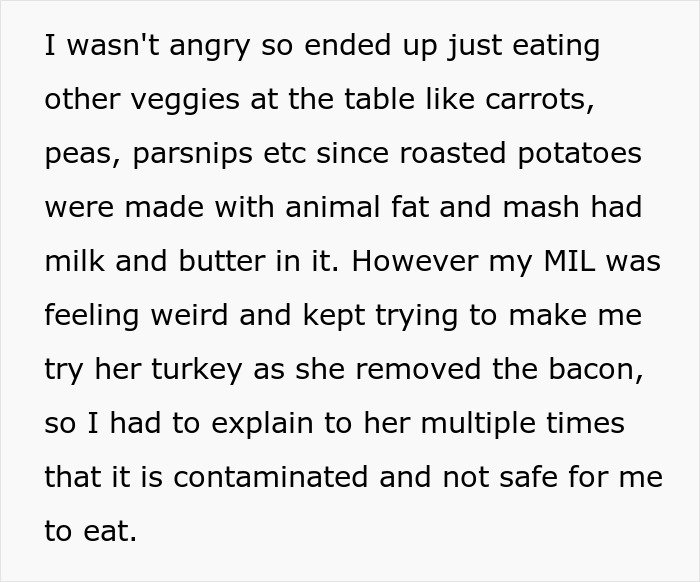 Woman explaining allergies and picky eater issues to husband and family at the dining table.